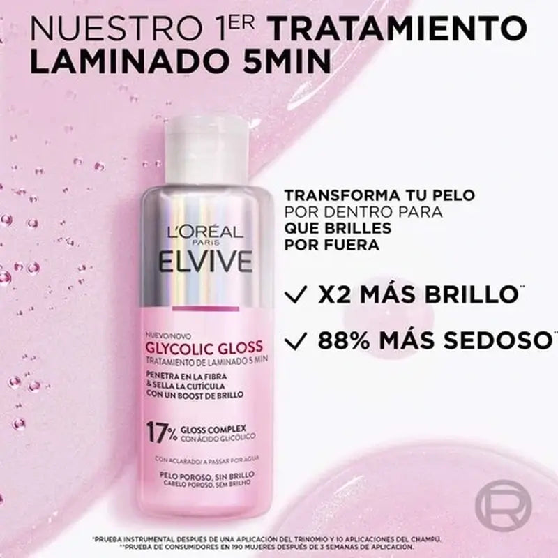 L'Oréal Paris Elvive 5 Min. Glycolic Gloss Treatment With Glycolic Acid Cheveux doux et brillants