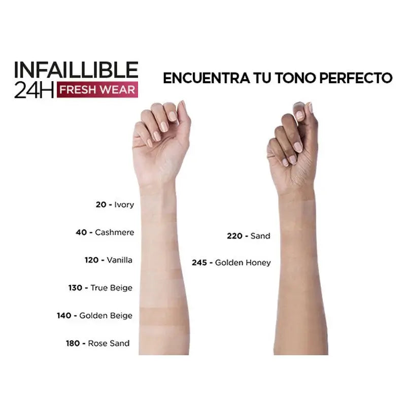 L'Oréal Paris Infallible 24H Poudre Compacte Matte Longue Durée Teinte 140 Beige Doré Pour Peaux Moyennes