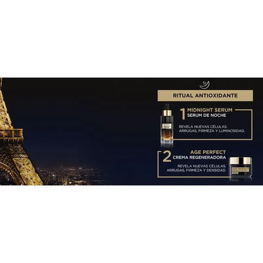 L'Oréal Paris Midnight Serum Age Perfect Cellular Revival, avec complexe antioxydant, sérum de nuit pour le visage