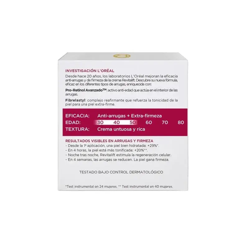 L'Oréal Paris Revitalift Crème de Nuit Anti-Rides - Avec Pro-Rétinol - 50 Ml