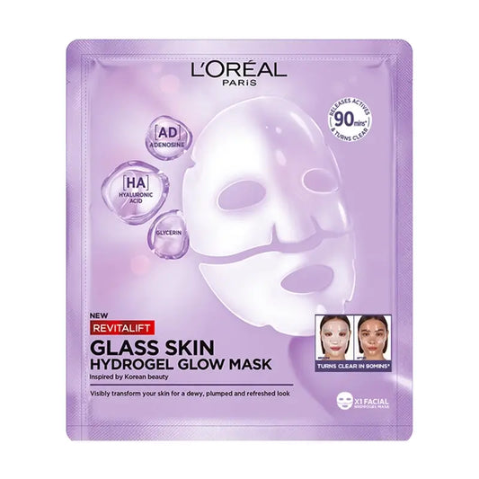 L'Oréal Paris Masque Tissue Revitalift Masque facial Hydrogel peau de verre, 1 unité