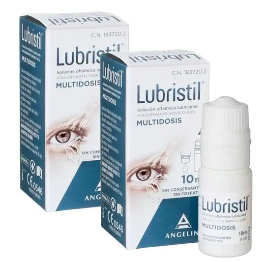 Lubristil Solution lubrifiante ophtalmique multidose, paquet de 2 x 10 ml