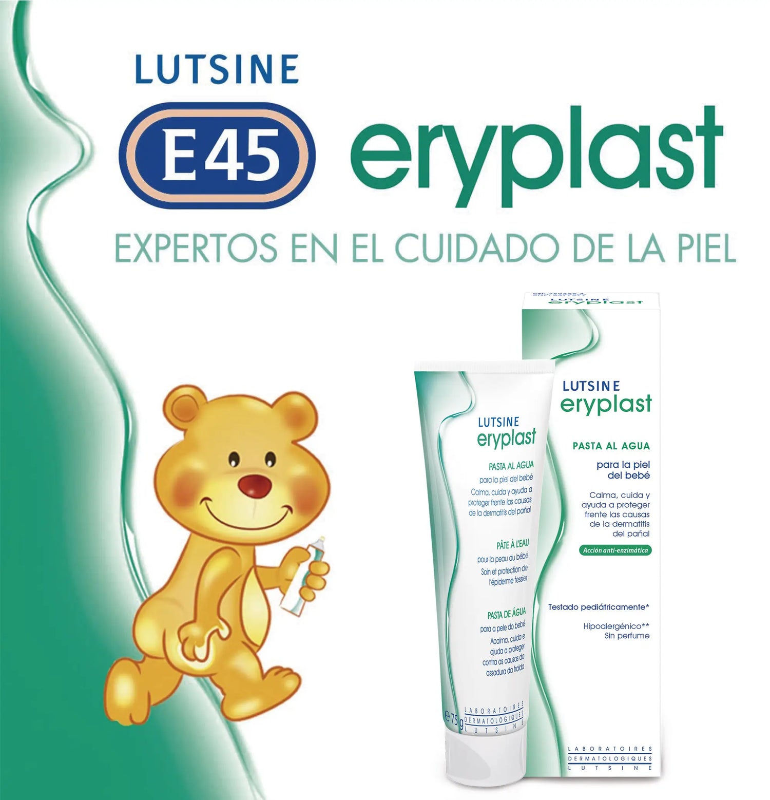 Eryplast Lutsine E45 Crème pour couches de bébé à base d'eau, paquet de 2 x 75 gr