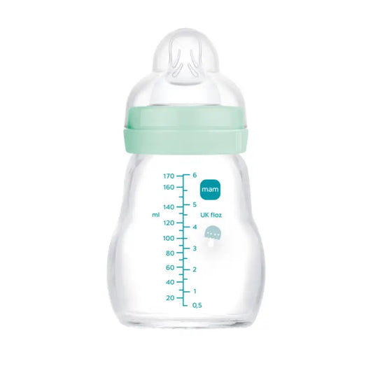 Mam Baby Biberon Crystal Feel Good Bleu mat, 170Ml