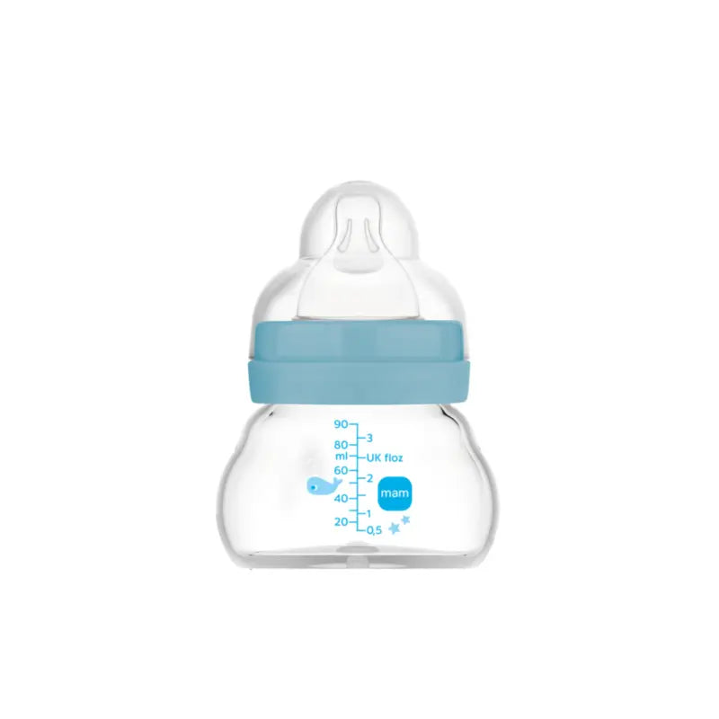 Mam Baby Biberon Crystal Feel Good Bleu mat, 90Ml