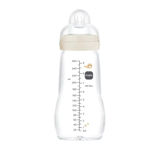 Mam Baby Baby Biberon en verre Feel Good Neutral Matt, 260Ml