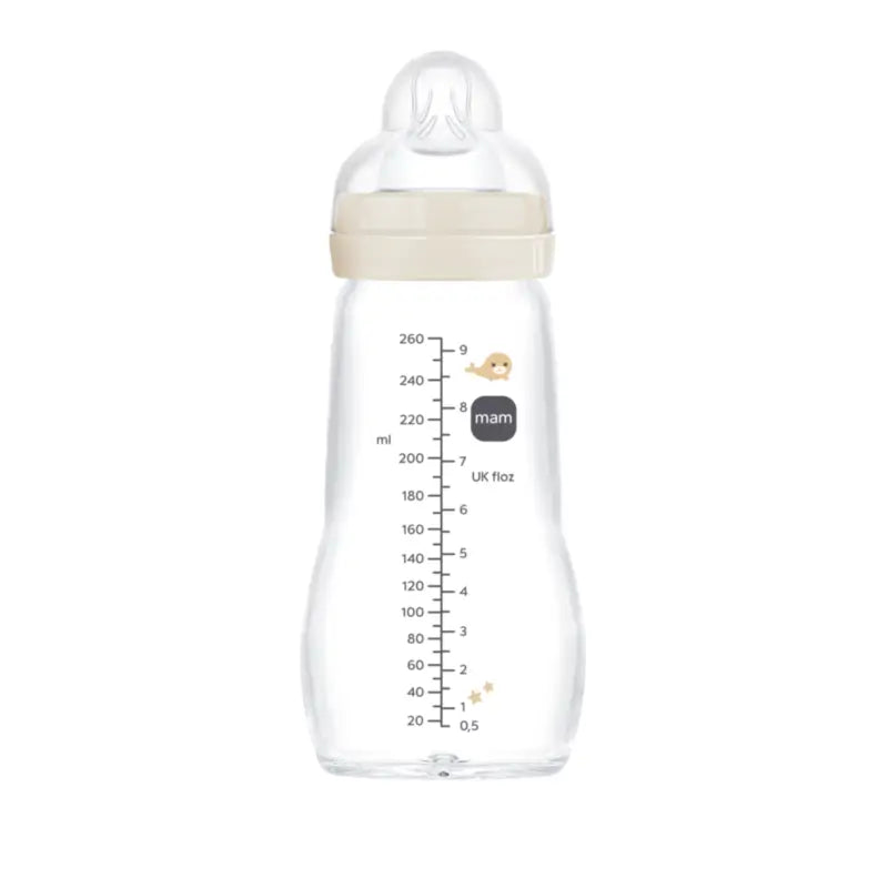 Mam Baby Baby Biberon en verre Feel Good Neutral Matt, 260Ml