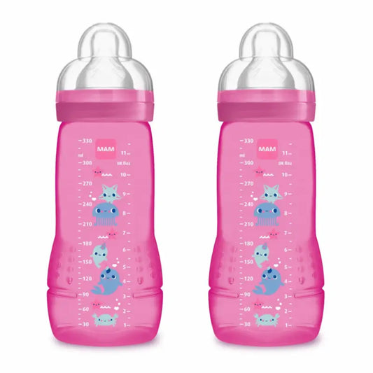 Mam Baby Easy Active Biberon rose vif, 2X330Ml