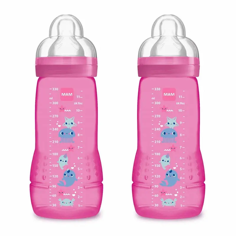 Mam Baby Easy Active Biberon rose vif, 2X330Ml