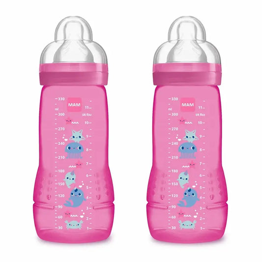 Mam Baby Easy Active Biberon rose vif, 2X330Ml