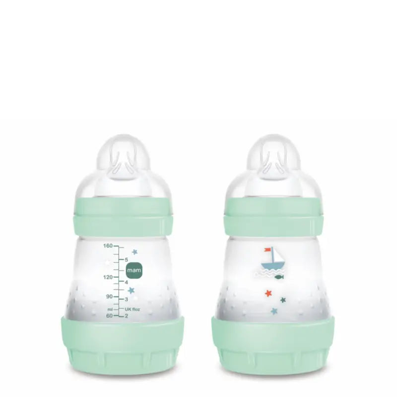 Mam Baby Easy Start Biberon Anti-colique Bleu vif, 2X160Ml