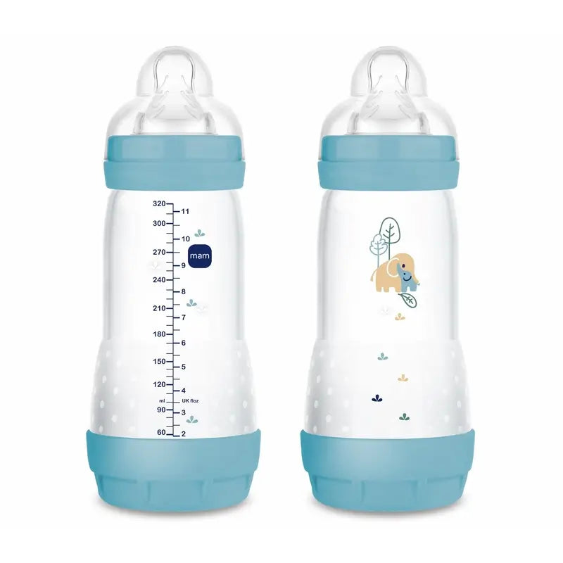 Mam Baby Easy Start Biberon Anti-Colique Bleu Mat, 2X320Ml