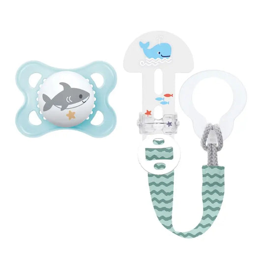 Mam Baby Clip It Clip avec attache en silicone avec sucette Bleu 2-6M