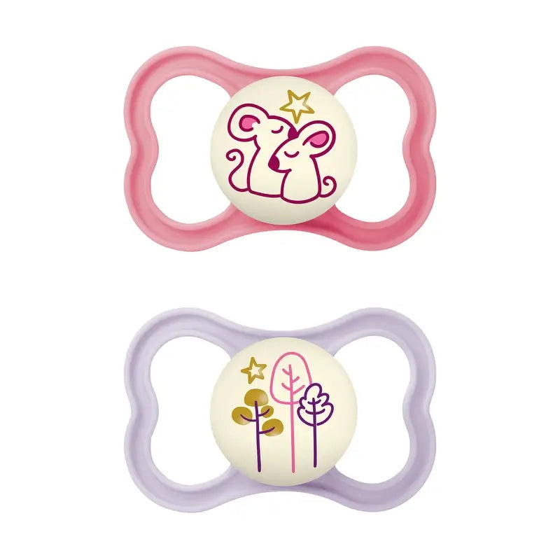 Mam Baby Sucette Air Night Silicone Rose +6M, 2 unités