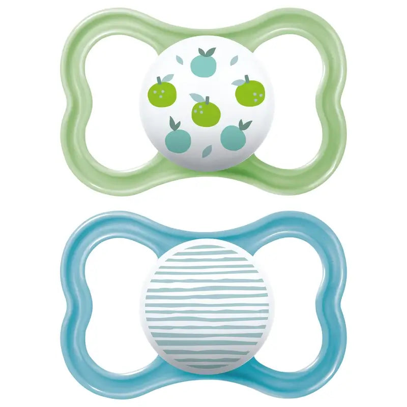Mam Baby Sucette Air Silicone Bleu et Vert +6M, 2 Unités