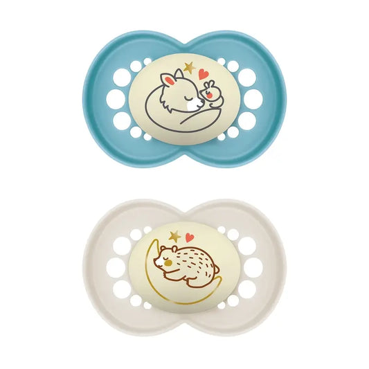Mam Baby Sucette Original Night Silicone Blue +6M, 2 unités