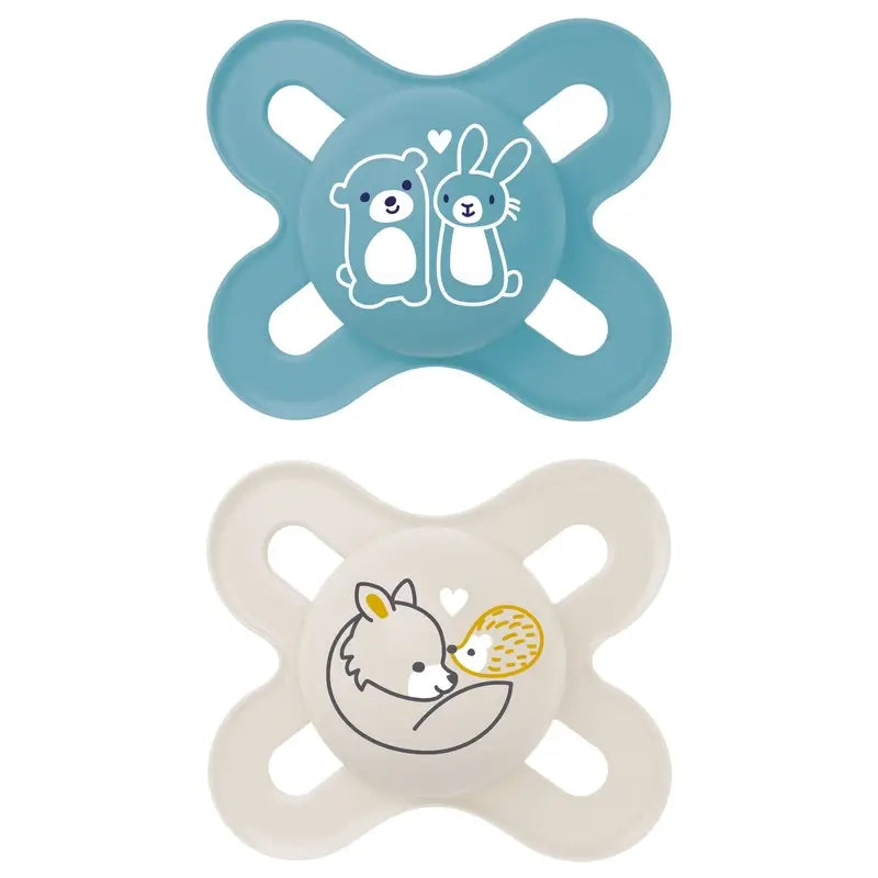 Mam Baby Soother Original Start Silicone Blue Animal 0-2M, 2 unités