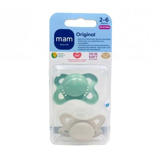 Mam Baby Sucette Original Start Silicone Neutre 2-6M, 2 unités
