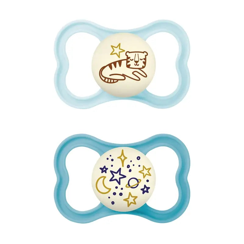 Mam Baby Sucette Suprême Nuit Silicone Bleu +6M, 2 unités