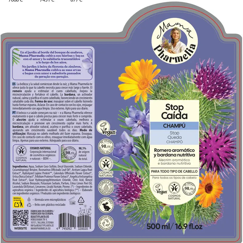 Mama Pharmelia Shampooing Stop Hair Loss Shampooing aromatique au romarin et à la bardane, 500ml