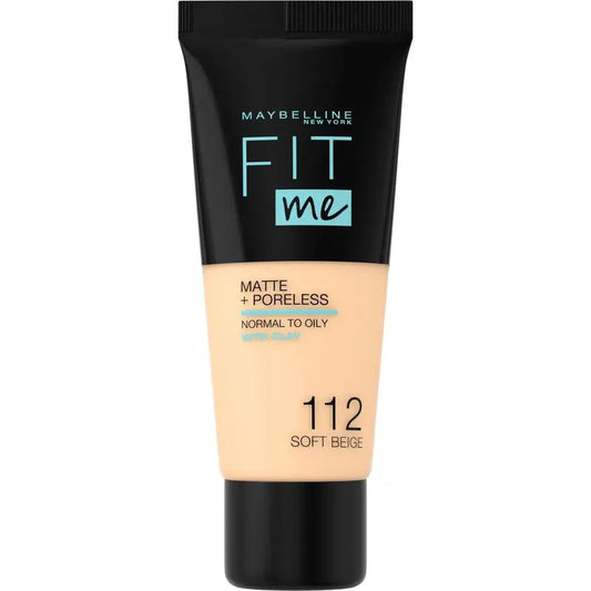Maybelline New York Fit Me Matte & Refine Foundation Shade 112 Soft Beige Calca A Tu Tono Y Textura Pieles Claras - 30Ml