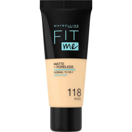 Maybelline New York Fit Me Matte & Refine Foundation Shade 118 Nude Adapté à la couleur et à la texture de votre peau - 30Ml