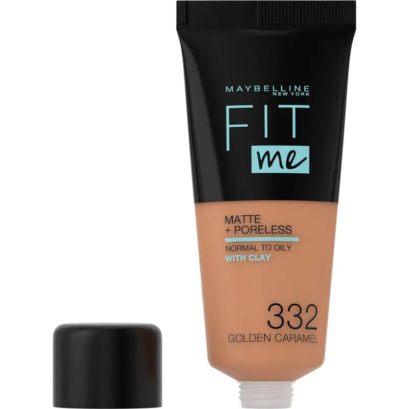 Maybelline New York Fit Me Matte & Refine Foundation Shade 332 Golden Caramel Calca A Tu Tono Y Textura Piel Oscuras - 30Ml