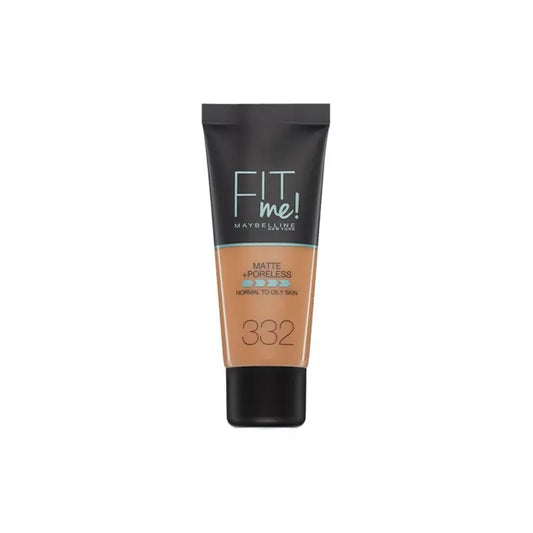 Maybelline New York Fit Me Matte & Refine Foundation Shade 332 Golden Caramel Calca A Tu Tono Y Textura Piel Oscuras - 30Ml