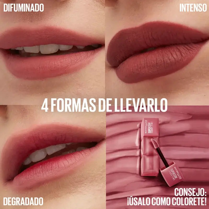Maybelline New York Super Stay Teddy Tint Rouge à lèvres mat, teinte 40 Petalcore, 5 ml
