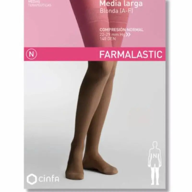 Farmalastic Long Pantyhose Compression Normal Compression Camel, Large Size, Single Unit