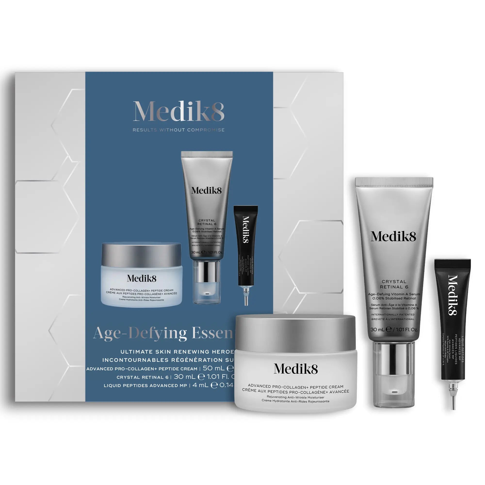 Pack « Age-Defying Essentials » de Medik8 : peptides, Retinal 6 et LPA
