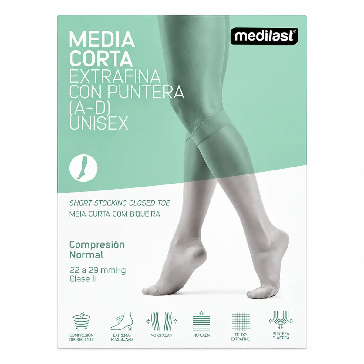Medilast Normal Short Stocking with Toe Cap Beige Small