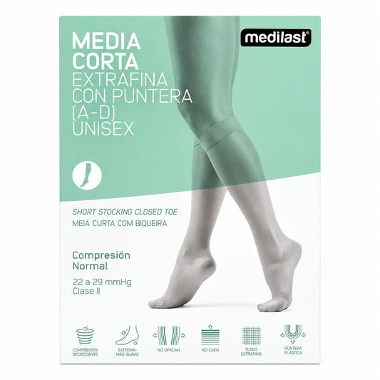 Medilast Normal Short Stocking with Toe Cap Beige Small