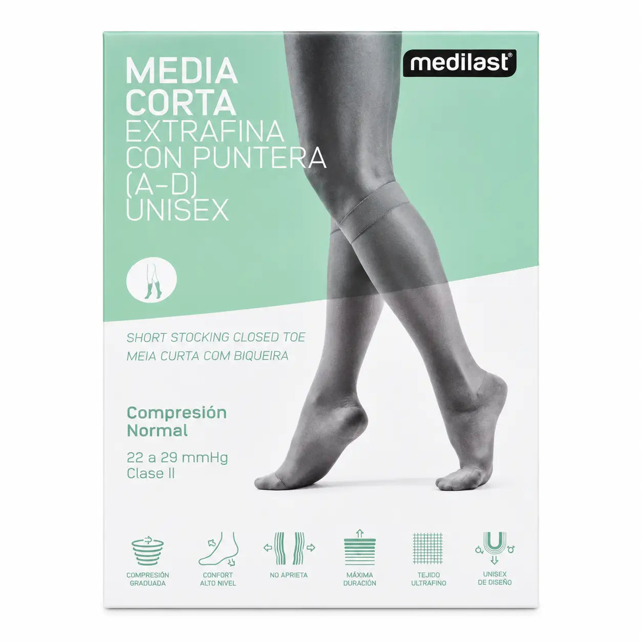 Chaussettes courtes Medilast Toe C.N. Black