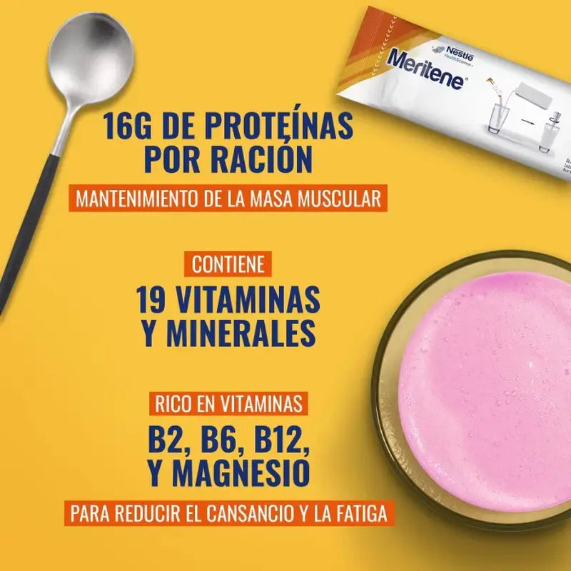 Meritene Shake Force et Vitalité Goût Fraise, 15 sachets x 30 g