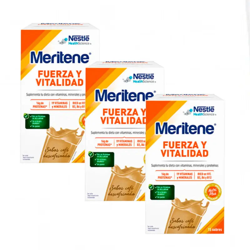 Meritene Strength & Vitality Shake aromatisé au café décaféiné 3x15 enveloppes