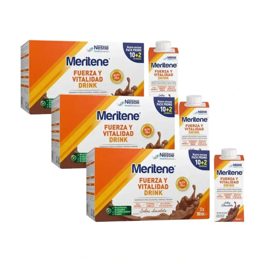 Meritene Boisson Force et Vitalité Chocolat, 10+2 x 180 Ml, Pack de 3