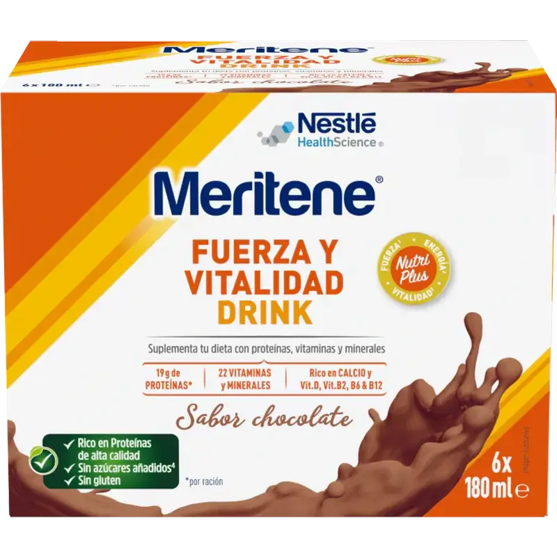 Meritene Boisson force et vitalité Chocolat, paquet de 2 boîtes, 6x180 ml