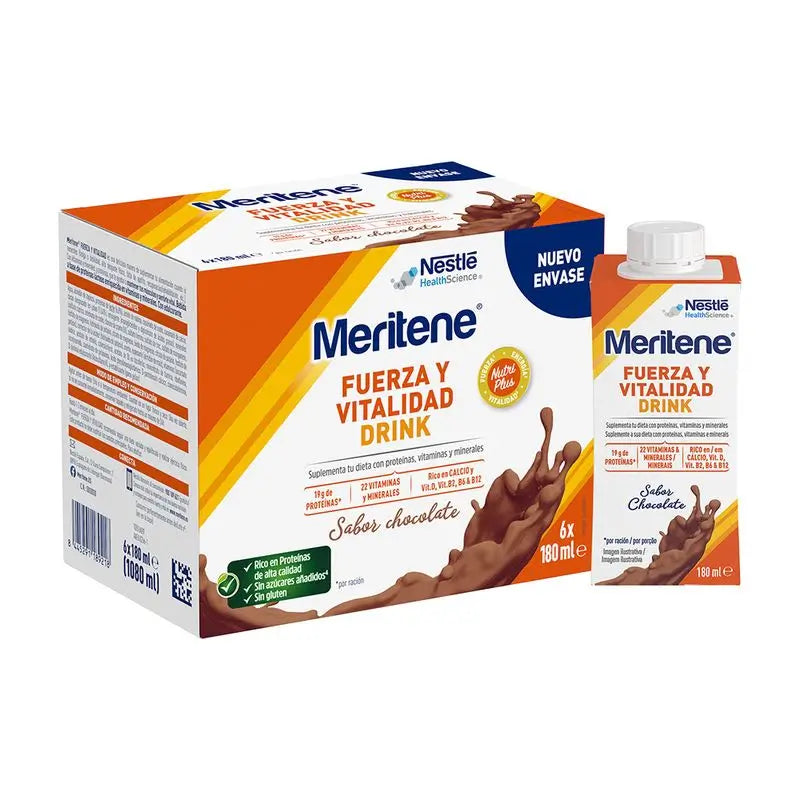 Meritene Boisson force et vitalité Chocolat, 6x180 ml