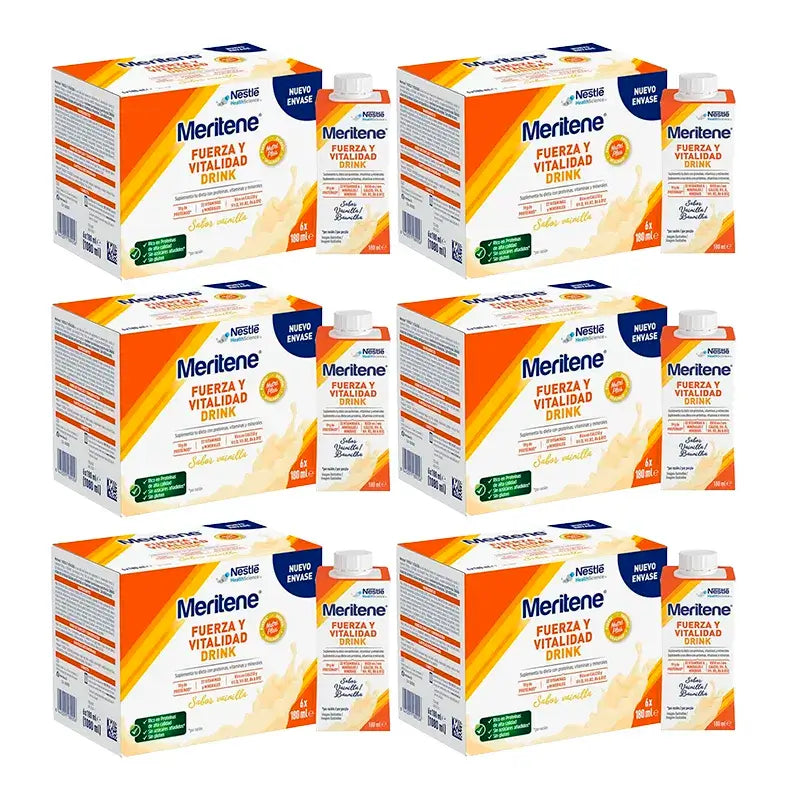 Meritene Strength & Vitality Drink Vanilla, Pack 6 Boîtes 6 x 180 ml