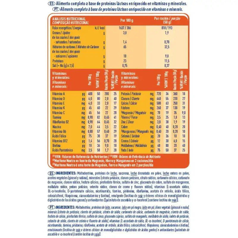 Meritene Shake Force et Vitalité Goût Neutre, 7 sachets x 50 grammes