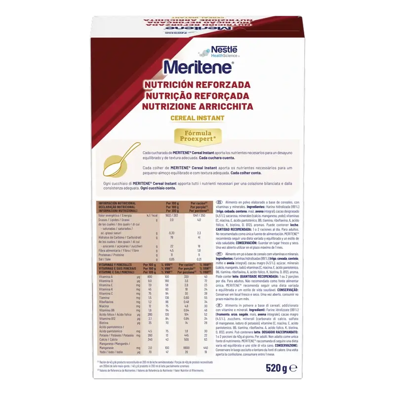 Meritene Nutrition Renforcée Céréales Instantanées - Cacao , 1 sachet de 520 grammes