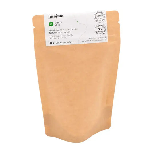 Minima Organics Dentifrice en poudre sans fluor dans un sachet compostable - 70 g