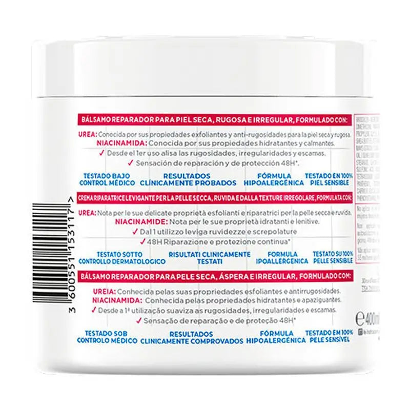 Mixa Urea Cica Repair+ Repair+ Repair Balm pour les peaux sèches, rugueuses et irrégulières 400Ml