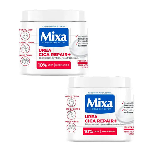 Mixa Duplo Urea Cica Repair+ Repair+ Repair Balm pour les peaux sèches, rugueuses et irrégulières 2 x 400Ml