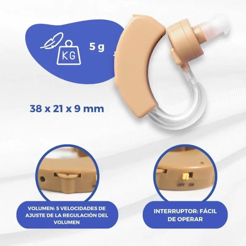 Amplificateur de son Mobiclinic - 5 niveaux de volume - Adaptable - Rotation à 360° - Beige - Earplus 2