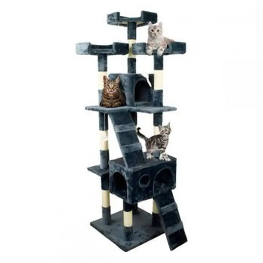 Mobiclinic Arbre à Gratter pour Chat Large 4 Hauteurs 50X50X170Cm Gris Tom