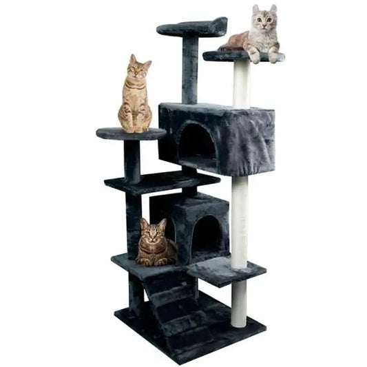Mobiclinic Arbre à Gratter pour Chat Large 5 Hauteurs 50X50X132 Cm Gris Tico