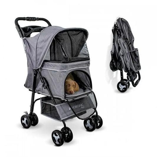 Mobiclinic Chariot pliable pour chien Roues avec frein Gris
