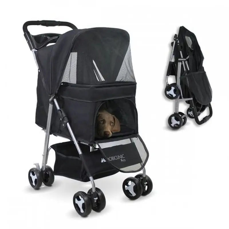 Mobiclinic Chariot pliable pour chien Roues avec frein Noir